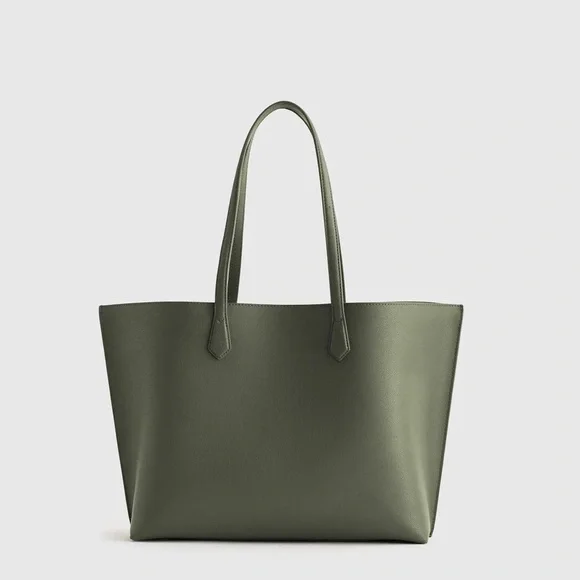 Quince Italian Leather Triple Compartment Tote Olive Green - Picture 1 of 16